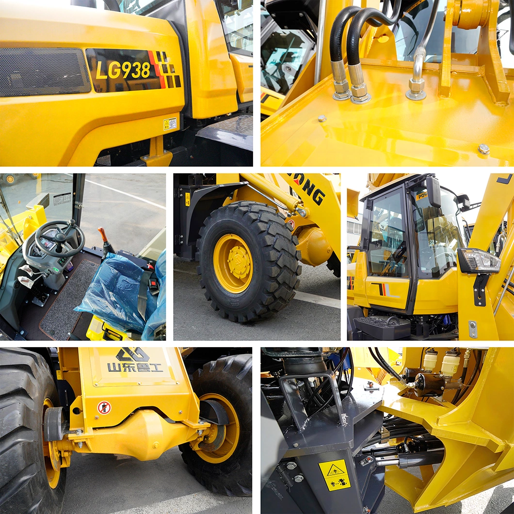 China Basic Customization Lugong Cheap Hydrostatic CE 4WD LG938 Frontend/Compact/Wheel Loader/Payloader/Bucket Loader with Attachment for Construction Machinery