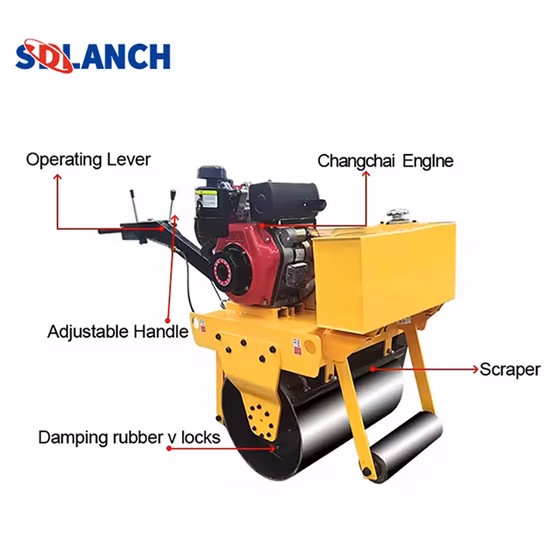 Rolo compactador vibratório de mini máquina compactadora a diesel da China com tambor liso de diâmetro para uso em asfalto