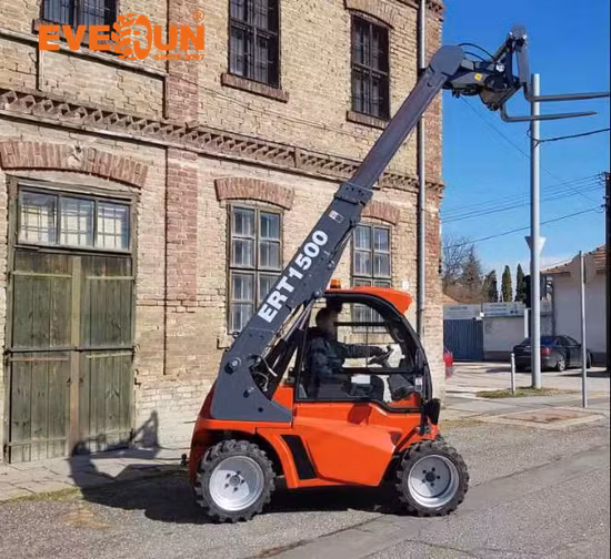 Everun Ert1500 1,35 ton Hidrostática EPA4 Motor Mini Telescópica Telescópica Carregadeira de rodas para máquina de construção